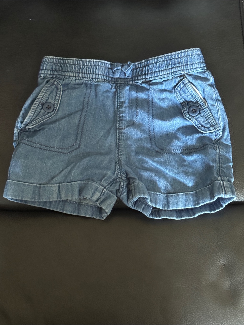Girls Blue Casual Cotton Denim Looking Shorts
